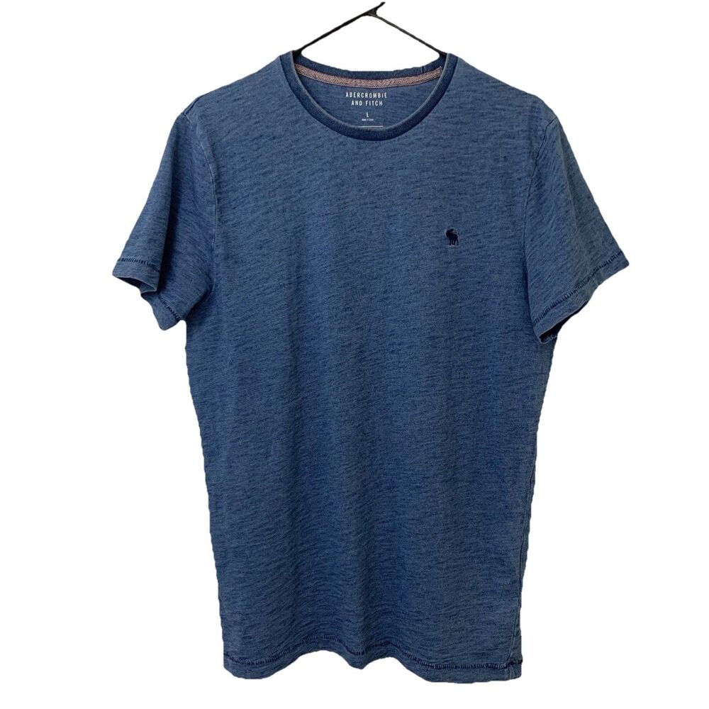 Abercrombie & Fitch Short Sleeve T Shirt Men’s L Blue Crew Neck Moose Logo Y2K